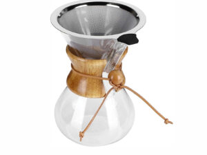 Chemex in vetro 3 tazze da 400 ml con filtro inox. Ideale per caffè filtro pour over dal gusto pulito e aromatico.