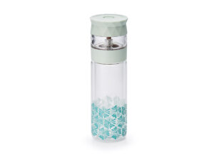 Borraccia termica in vetro Boho da 0,35 L con infusore tè integrato. BPA free, pratica e ideale per tè e infusi anche in viaggio.