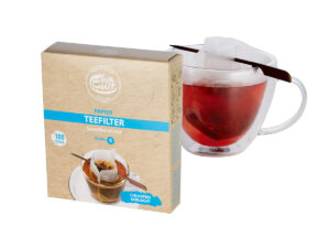 Filtri da tè con bastoncino monouso, pratici e facili da usare. Confezione da 100 pezzi, ideali per tè sfusi e infusi.