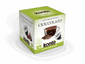 Capsule compatibili Dolce Gusto gusto cioccolato. Bevanda cremosa e intensa senza conservanti, senza glutine e senza OGM. Confezione da 16 capsule.