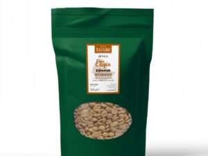 Caffè crudo Etiopia Djimmah arabica in grani ideale per tostatura domestica. Profilo aromatico intenso con note speziate, cacao e frutta secca.